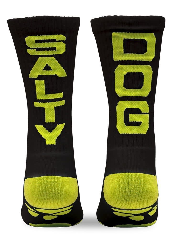 Youth Socks-Salty Dog, Black/Neon Yellow, OSFA