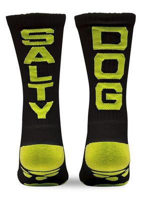 Youth Socks-Salty Dog, Black/Neon Yellow, OSFA