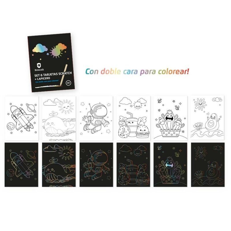 SET 6 TARJETAS SCRATCH + LAPICERO