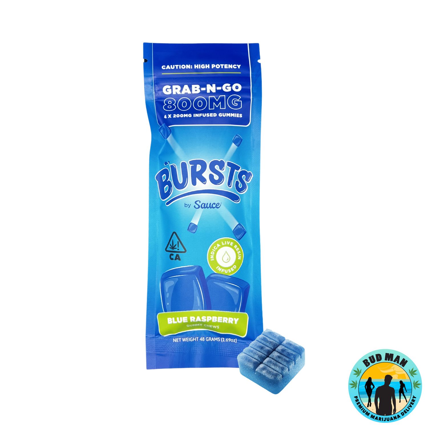 Burst: Blue Raspberry Infused Live Resin Gummies 800mg INDICA