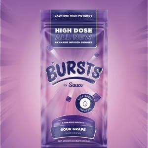 Burst: Sour Grape Infused Live Resin Gummies 800mg INDICA