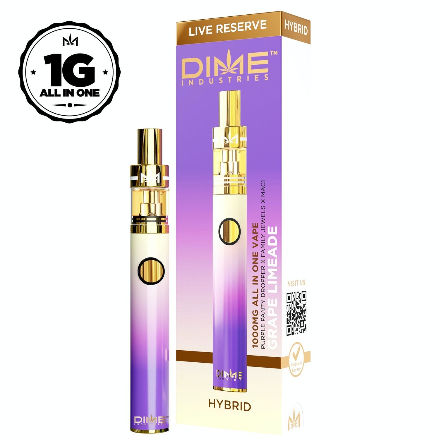 Dime Live Reserve Vape Grape Limeade 1g HYBRID