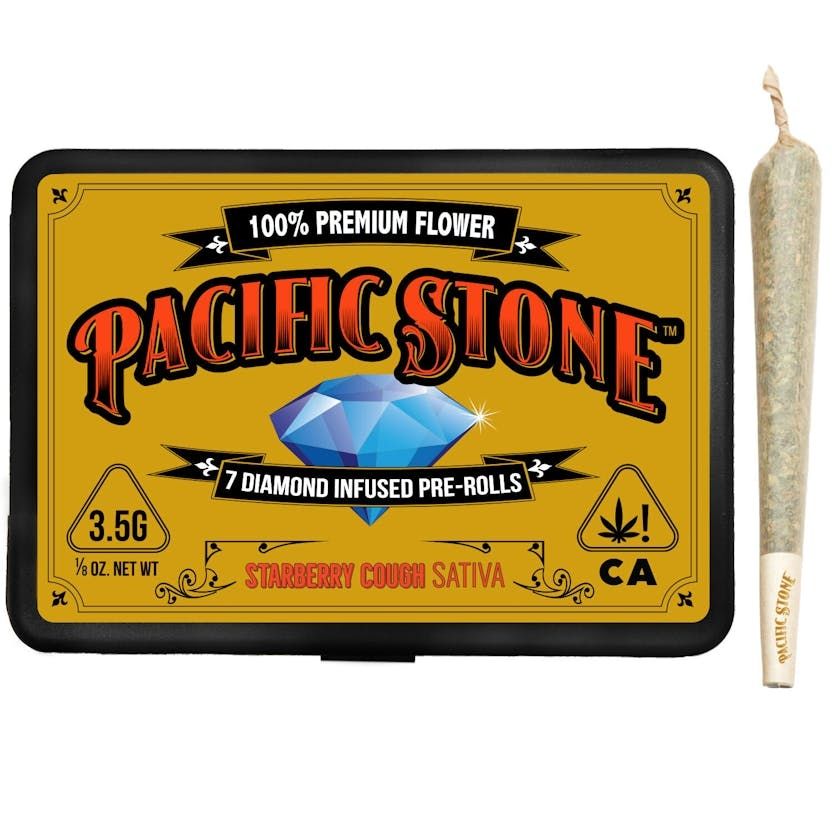 Pacific Stone Diamond Infused Preroll 7 Pack Strawberry Cough 3.5g SATIVA