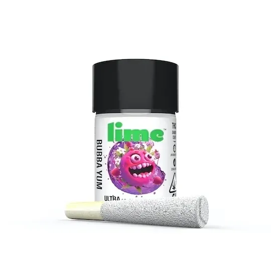 Lime Ultra THCA Infused With Live Resin 5 Prerolls Bubba Yum 3g INDICA