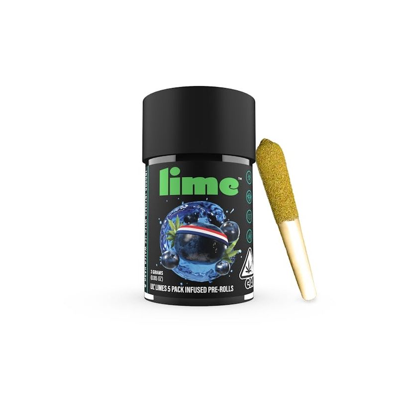 Lime Lil&#39; Limes 5 Pack Infused Prerolls Blueberry Headband 3g INDICA