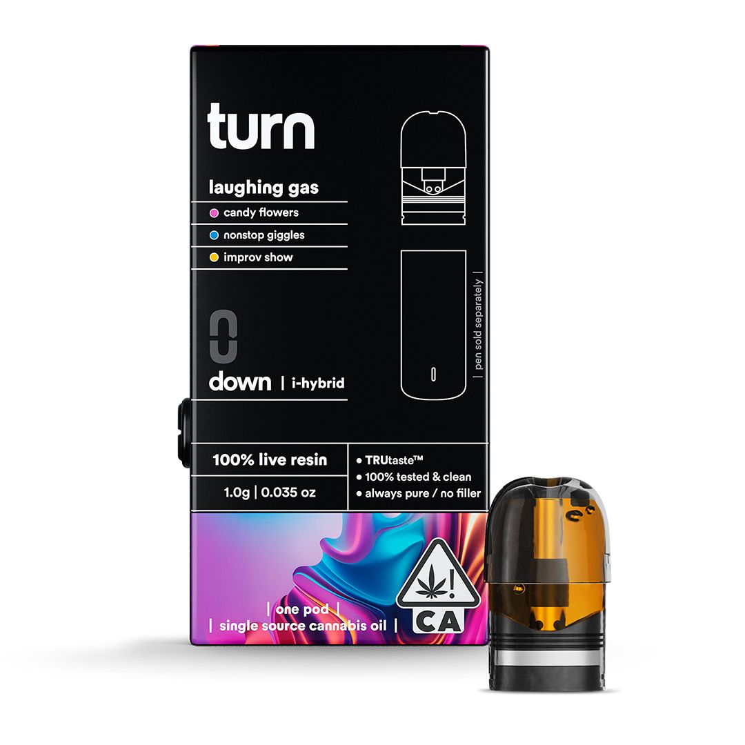 Turn: 1gram 100% Live Resin Pod - Laughing Gas INDICA-HYBRID