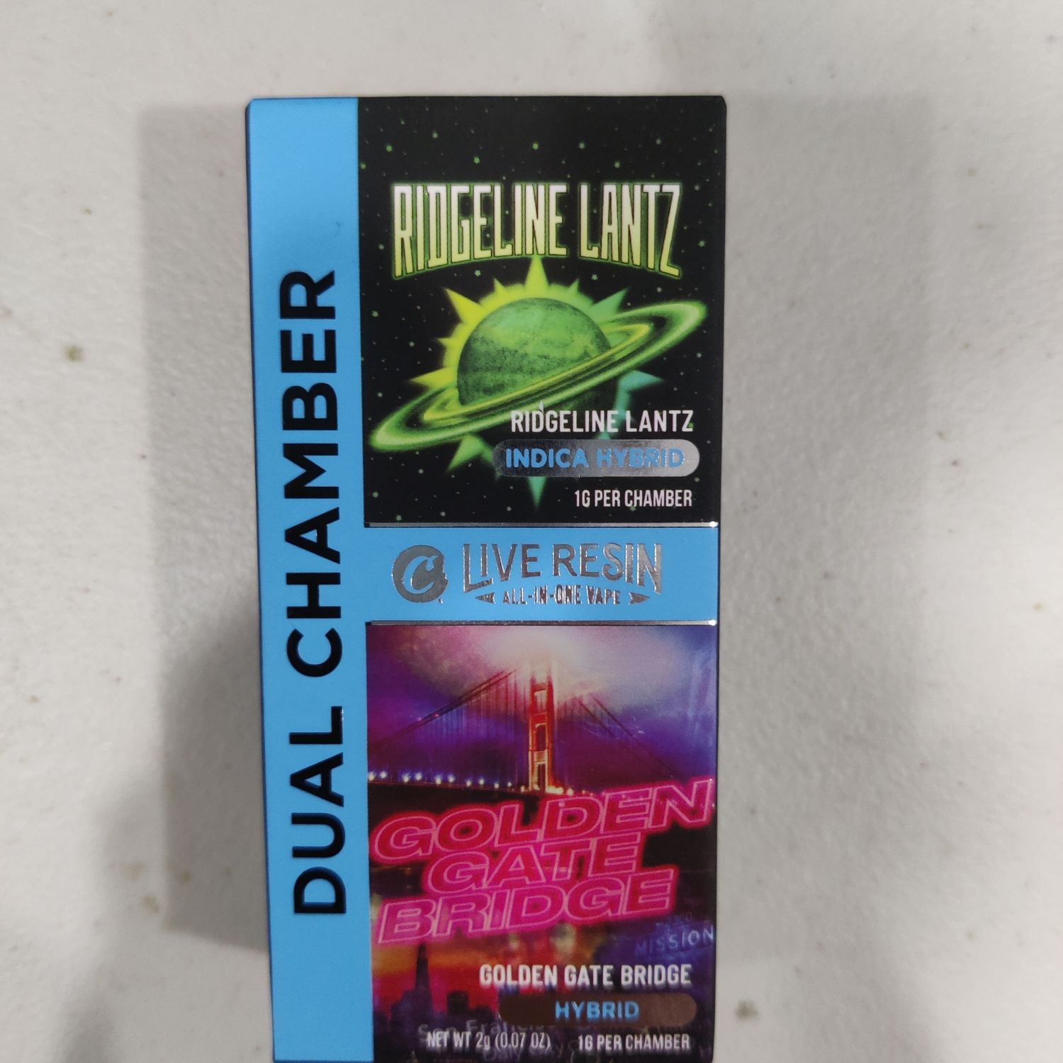 Cookies: Live Resin All-in-One Dual Chamber 2g Disposable - Ridgeline Lantz (INDICA HYBRID) x Golden Gate Bridge (HYBRID)