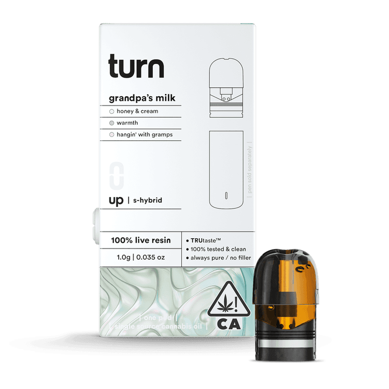Turn: 1gram 100% Live Resin Pod - grandpa&#39;s milk S-HYBRID