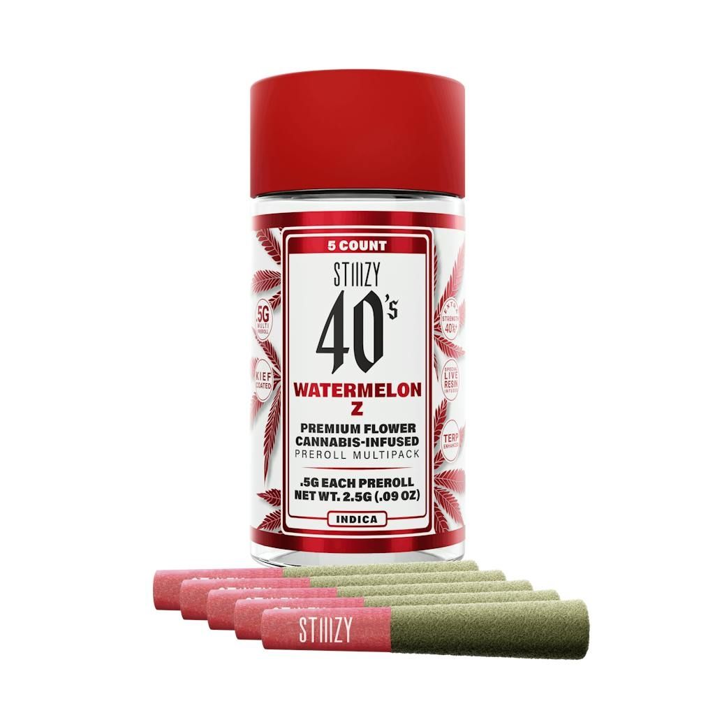 Stiiizy: 40’s 5pk Premium Indoor Cannabis-Infused Mini PreRolls - Watermelon Z - INDICA