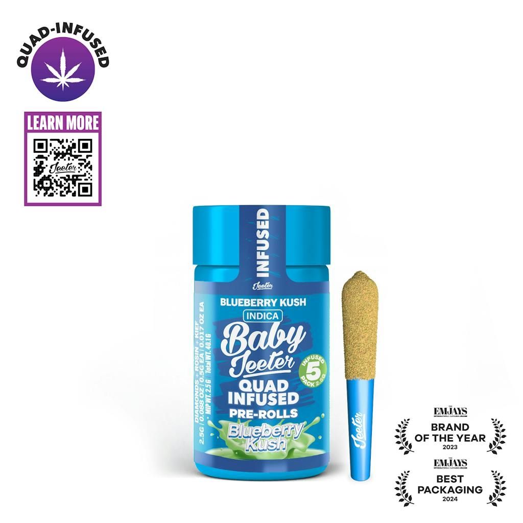 Jeeter: Rosin Enhanced Diamond Pre-rolls Blueberry Kush Indica