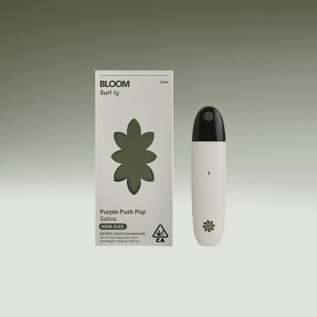 BLOOM: 1gram Live Resin Disposable Vape - Purple Push Pop HYBRID