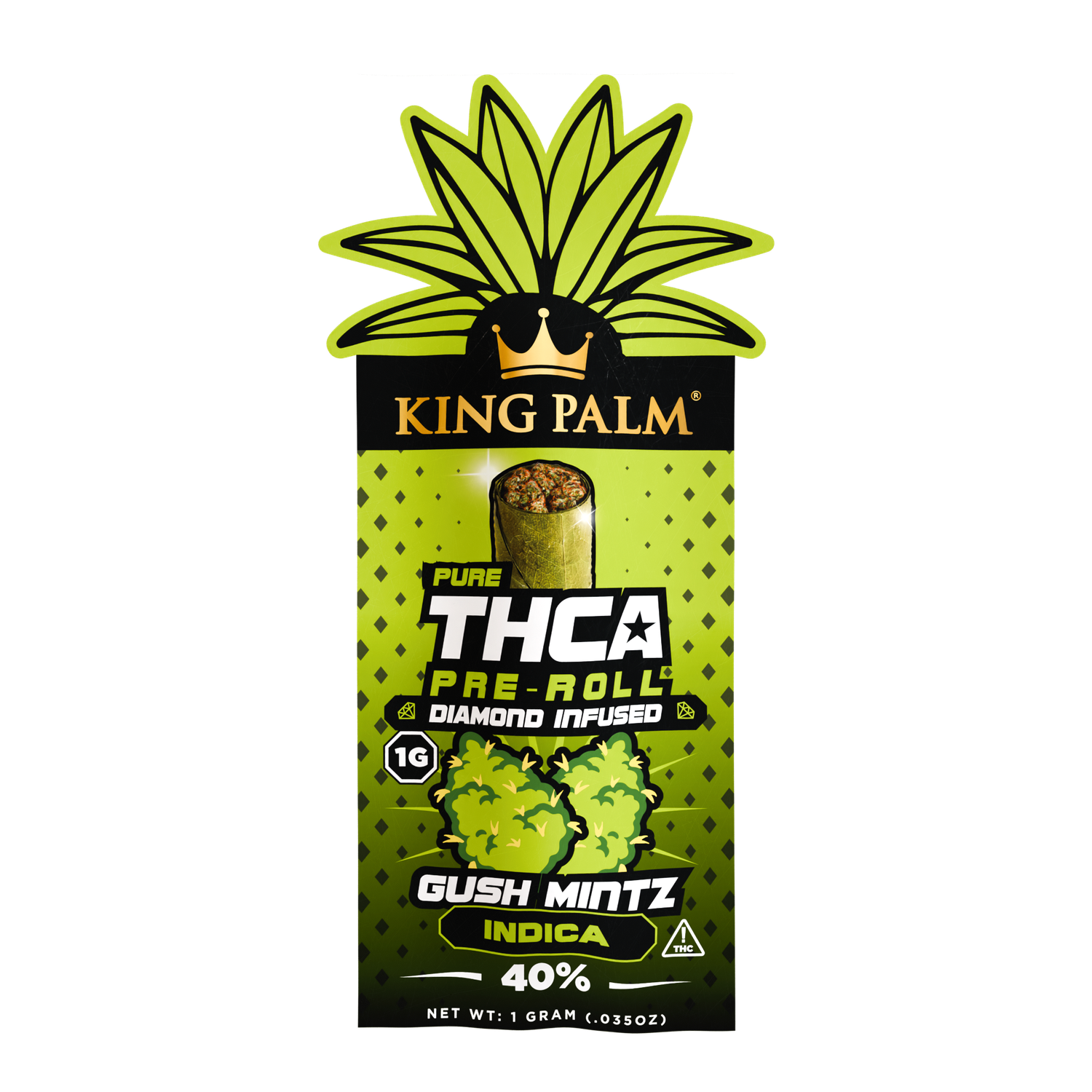 King Palm: Pure THCa Diamond Infused 1g Pre-Roll - Gush Mintz INDICA