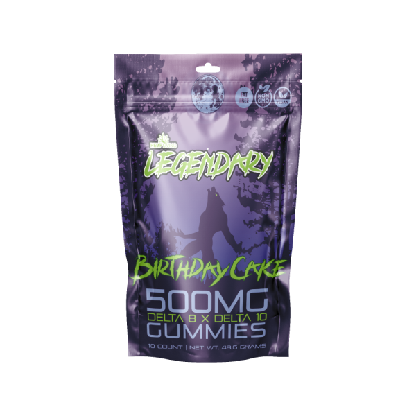 Hemp Living Legendary: Delta 8 x Delta 10 500mg Gummies - Birthday Cake