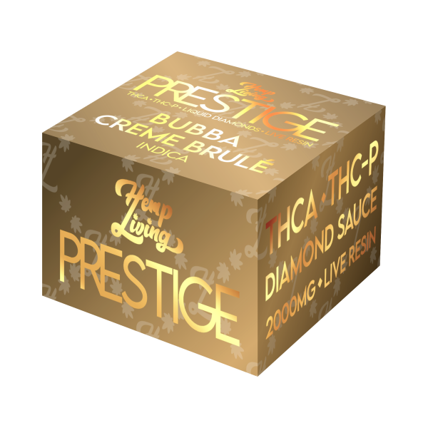 Hemp Living PRESTIGE: THCA + THC-P 2g Diamond Sauce w/ Live Resin - Bubba Creme Brulé INDICA