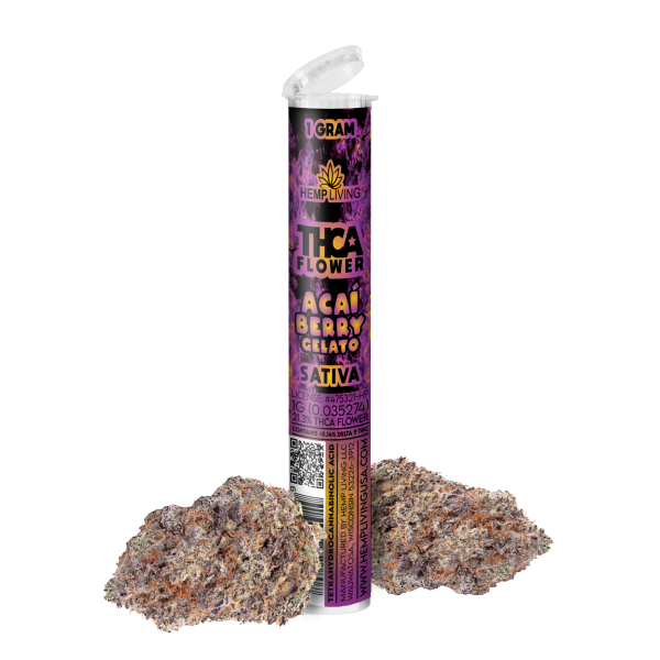Hemp Living: THCA Flower 1g Pre-roll - Açaí Berry Gelato SATIVA 