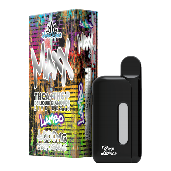 Hemp Living Maxx: THCA + THC-P Delta 8 4g Disposable Vape w/ Live Resin Liquid Diamonds - Lambo SATIVA