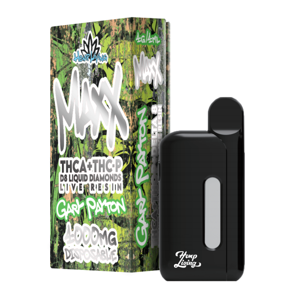Hemp Living Maxx: THCA + THC-P Delta 8 4g Disposable Vape w/ Live Resin Liquid Diamonds - Gary Payton HYBRID