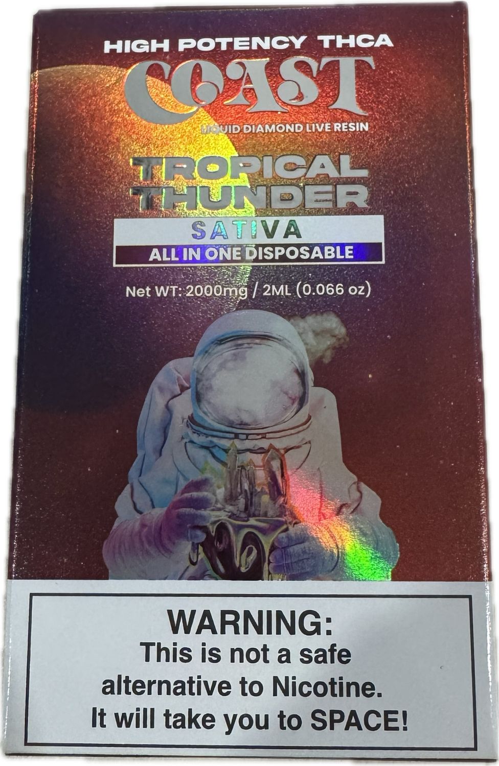 COAST: THCa Liquid Diamond Live Resin Disposable 2000mg - Tropical Thunder SATIVA