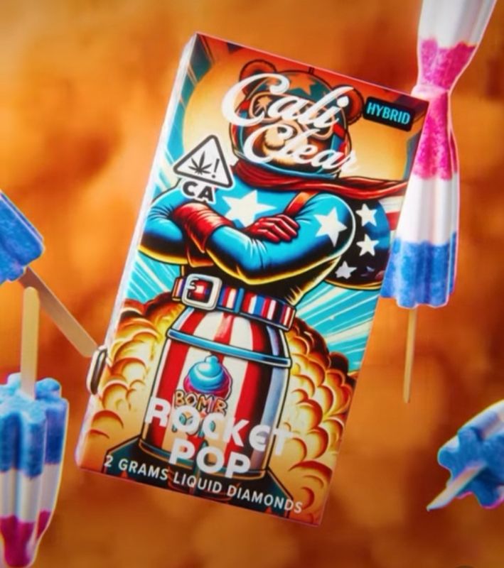 Cali Clear: 2grams Liquid Diamonds Disposable Vape - Rocket Pop (HYBRID)