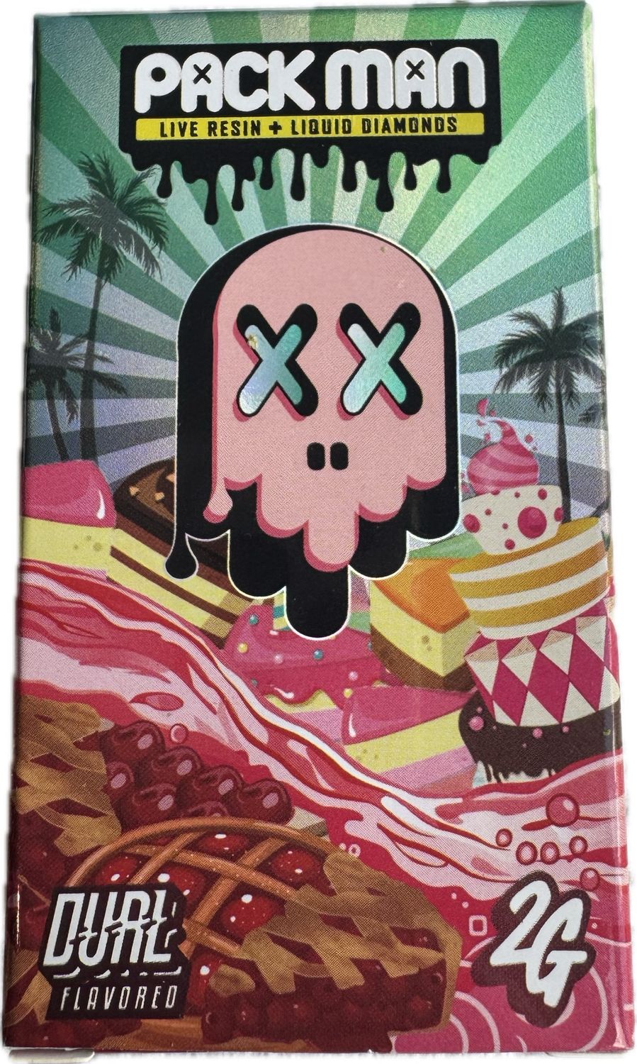 PACK MAN: 2gram Live Resin + Liquid Diamonds Disposable Vape - LA Kush x Cherry Pie