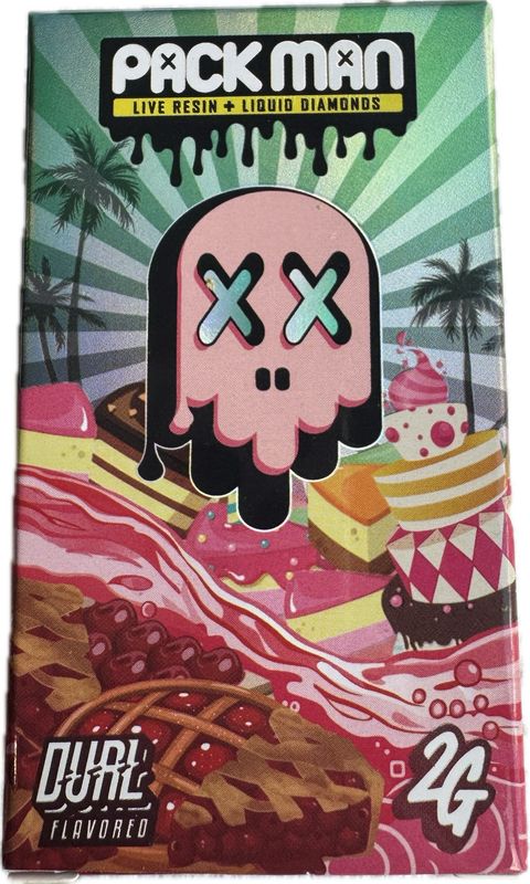 PACK MAN: 2gram Live Resin + Liquid Diamonds Disposable Vape - LA Kush x Cherry Pie