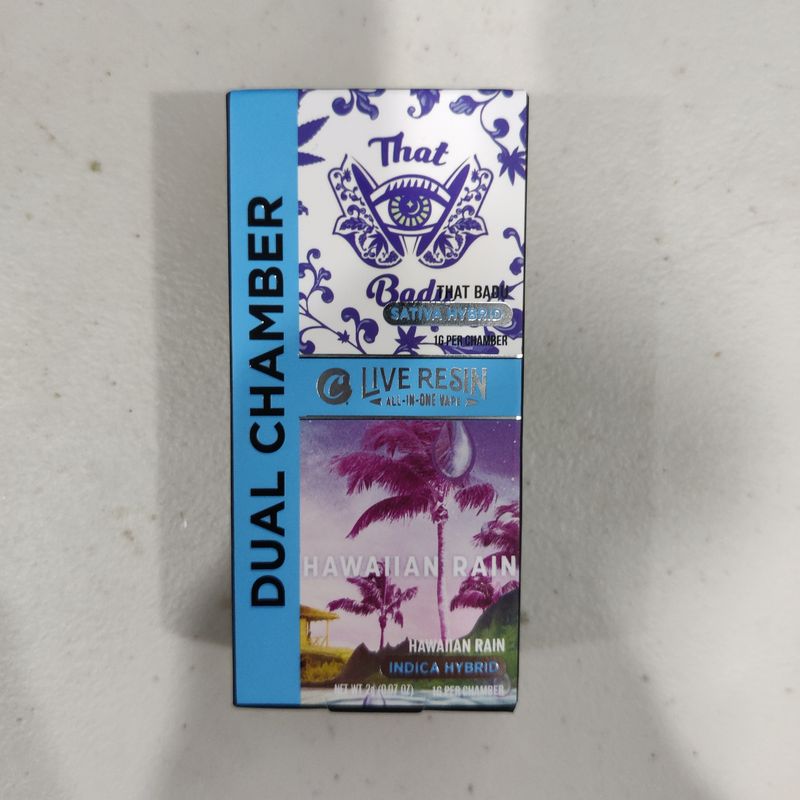 Cookies: Live Resin All-in-One Dual Chamber 2g Disposable - That Badu (SATIVA HYBRID) x Hawaiian Rain (INDICA HYBRID)