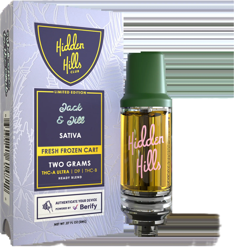 Hidden Hills Club: THC-A Ultra 2 Gram Live Rosin Carts - Jack &amp; Jill SATIVA