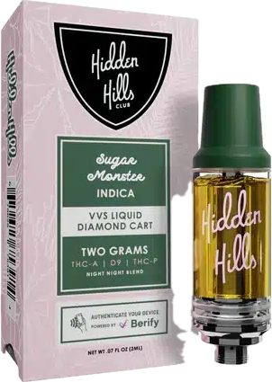 Hidden Hills Club: THC-p 2 Gram Live Rosin Carts - Sugar Monster INDICA