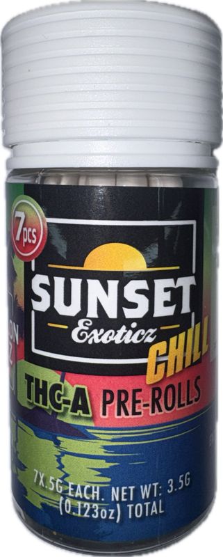 Sunset Exotics: 7pcs Diamond Live Resin Preroll - Watermelon Zkittlez HYBRID