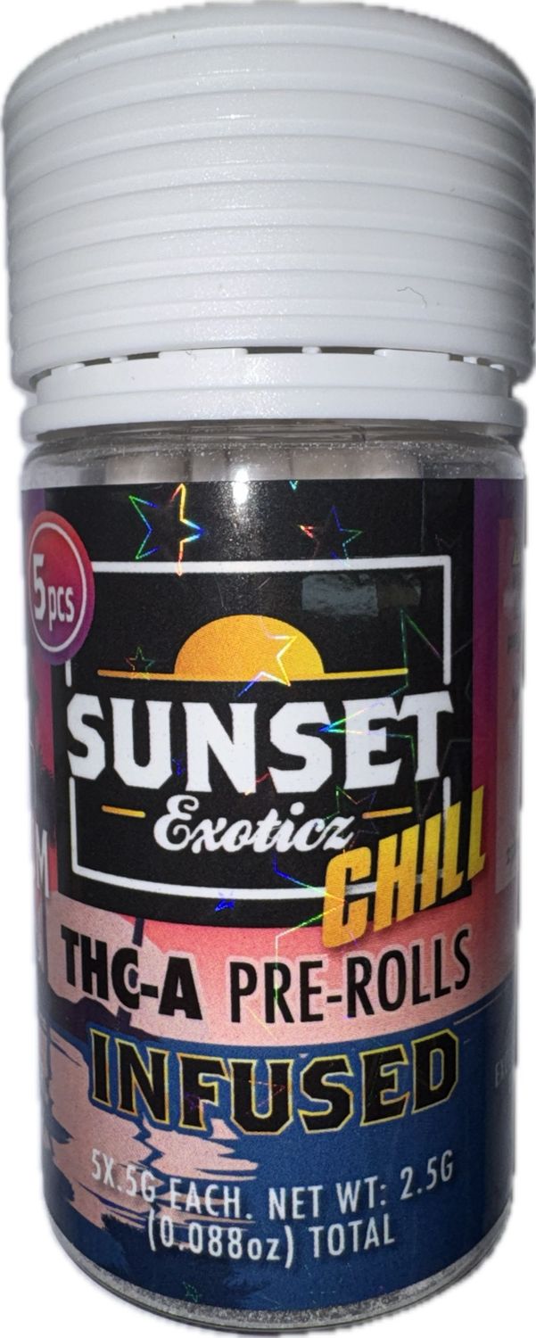Sunset Exotics: 5pcs INFUSED Preroll - Bubblegum INDICA