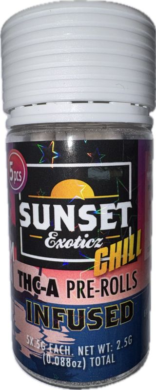 Sunset Exotics: 5pcs INFUSED Preroll - Bubblegum INDICA
