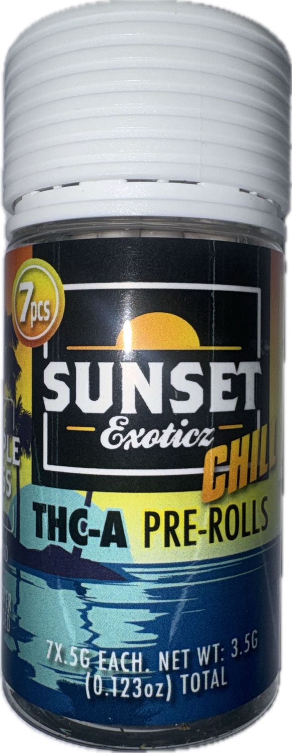 Sunset Exotics: 7pcs Diamond Live Resin Preroll - Pineapple Express SATIVA