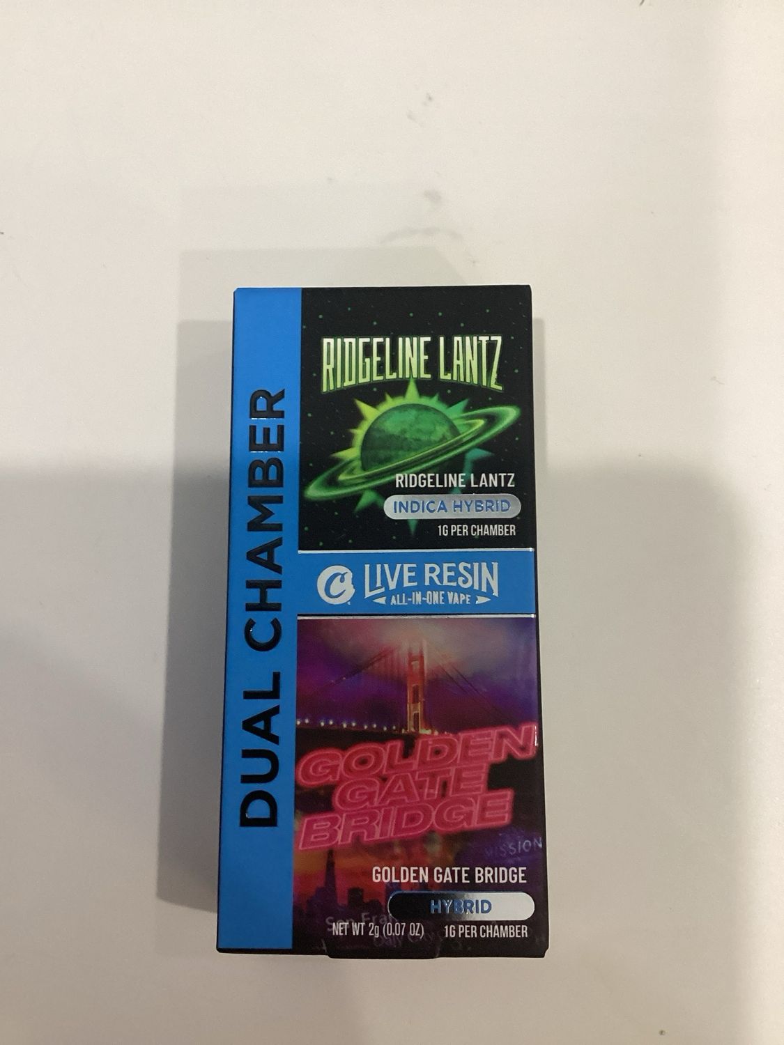 Cookies: Live Resin All-in-One Dual Chamber 2g Disposable - Ridge line Lantz (INDICA HYBRID) Golden Gate Bridge (INDICA HYBRID)