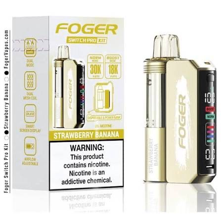Foger Switch Pro Disposable Vape & Power Bank 30k Puffs 19mL 5% Nic - Strawberry Banana