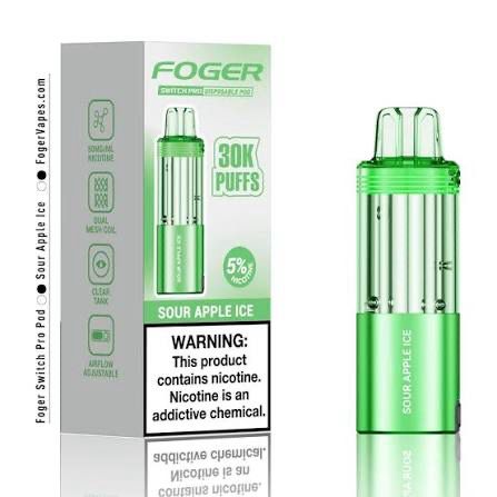 Foger Switch Pro Disposable Pod 30k Puffs 19mL 5% Nic - Sour Apple Ice