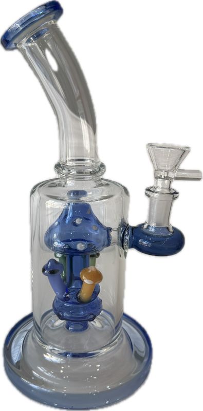 9” Mushroom Glass Water Pipe - Blue