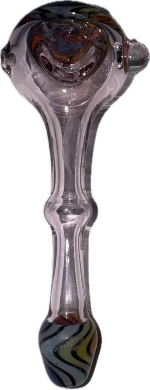Pink Glass Hand Pipe With Blue Prints