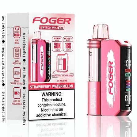 Foger Switch Pro Disposable Vape & Power Bank 30k Puffs 19mL 5% Nic - Strawberry Watermelon