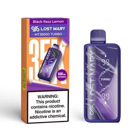 Lost Mary MT35000 Turbo Disposable Vape 18mL 5% Nic - Black Razz Lemon