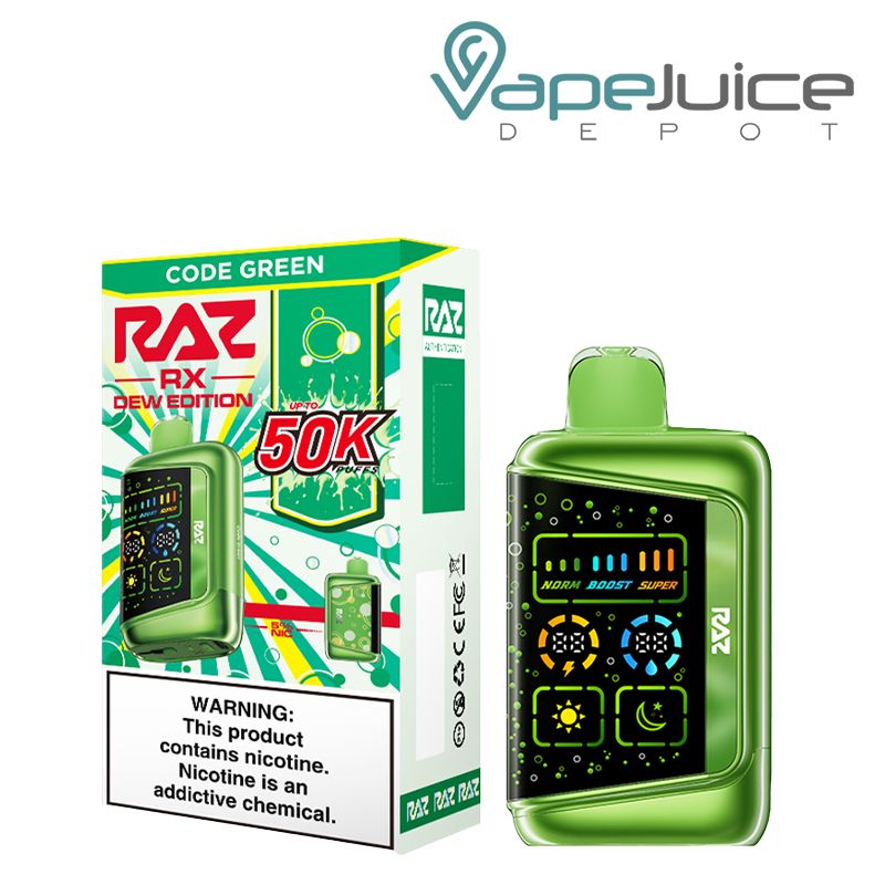 RAZ RX Disposable Vape 50k Puffs 19mL 5% Nic - Code Green (Dew Edition)