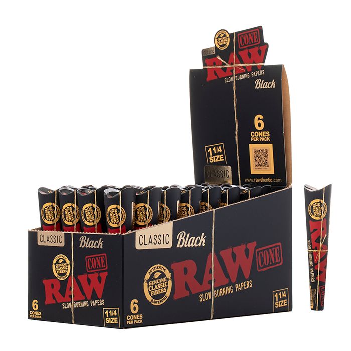 RAW Slow Burn Paper Classic 1 1/4 Black Cone