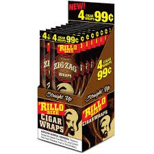 Zig Zag Rillo Size Cigar Wraps 4 Pack - Straight Up