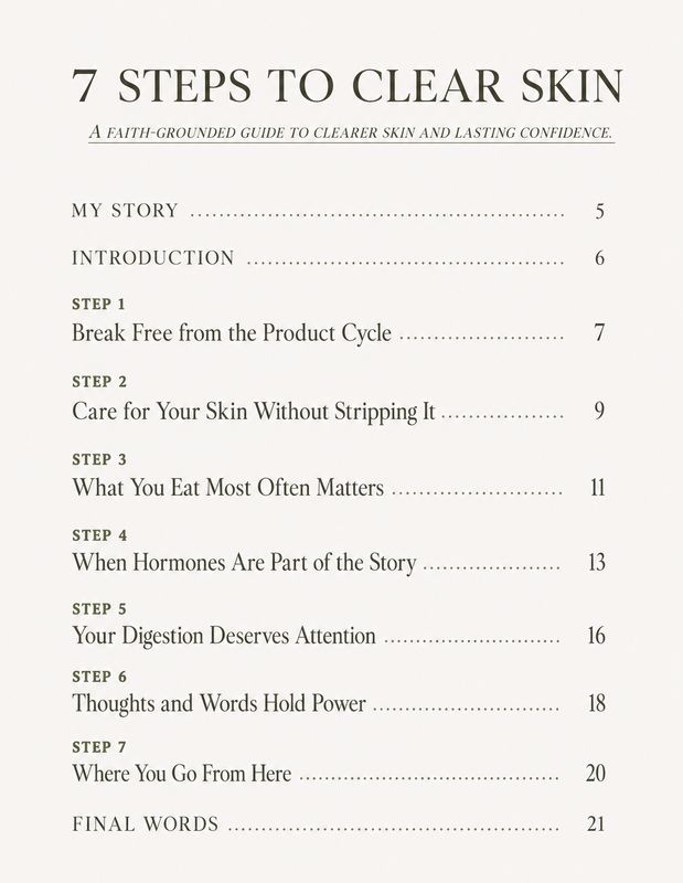 Table of contents showing the seven steps inside The Botanically Clear Method ebook