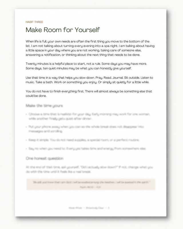 Preview of Habit Three, Make Room for Yourself, from the Made Whole ebook with the lower section blurred