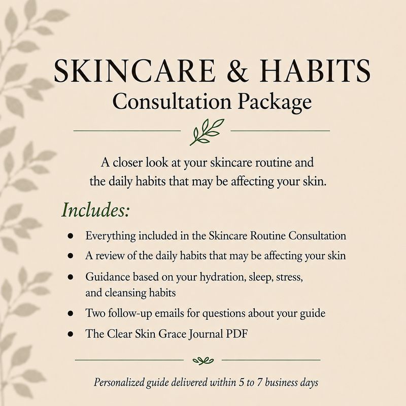 Skincare and Habits Consultation with daily habit guidance, follow-up emails, and the Clear Skin Grace Journal.