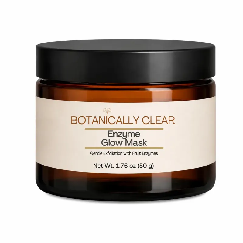 Botanically Clear Enzyme Glow Mask in a 4 oz amber jar with black lid
