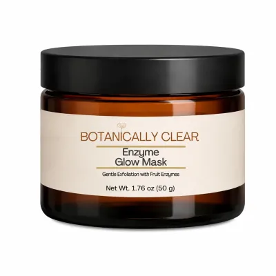 Botanically Clear Enzyme Glow Mask in a 4 oz amber jar with black lid

