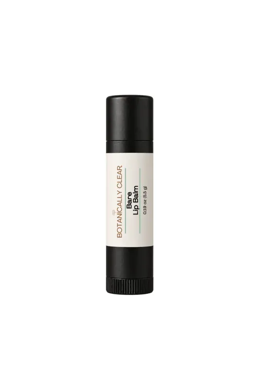 Botanically Clear Bare Lip Balm in black tube with cap