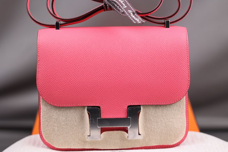 Hermès Constance 18 Mini Miroir Rose Azalée Epsom