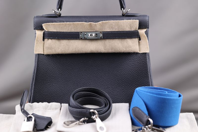 Hermès Kelly 25 Caban Blue Togo